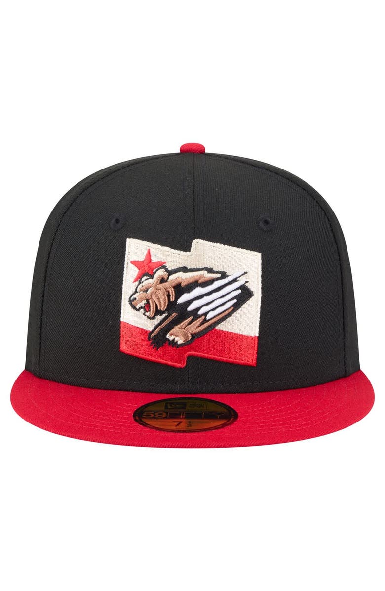 New Era Men
s New Era  Black/Red Fresno Grizzlies Authentic Collection 59FIFTY Fitted Hat, Alternate, color, Black