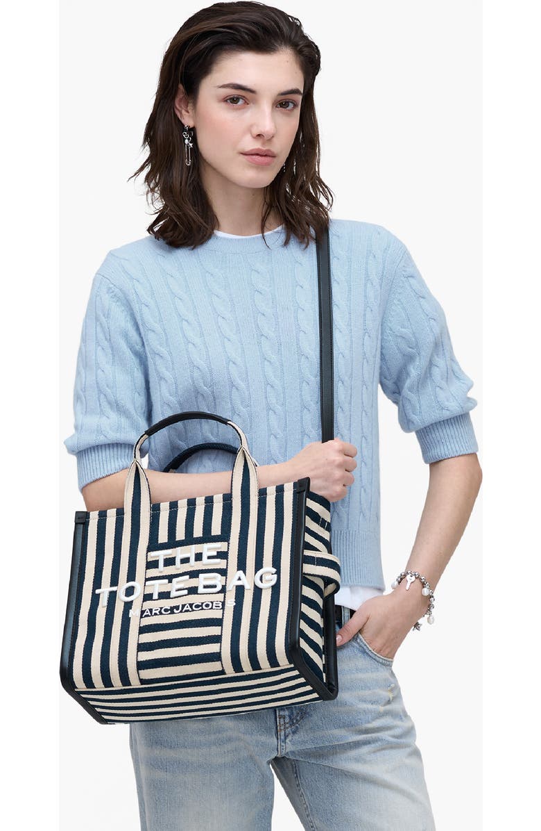 Marc Jacobs The Stripe Canvas Medium Tote, Alternate, color, Blue Sea Multi