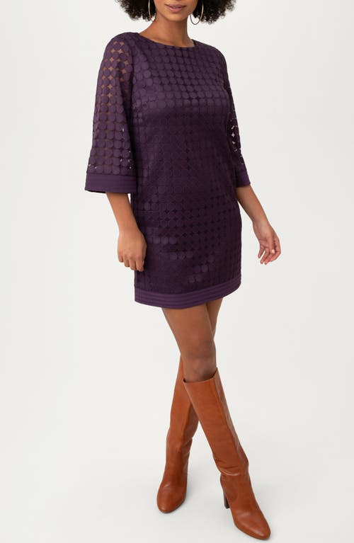 Trina Turk Jenica Three-quarter Sleeve Shift Dress In Purple