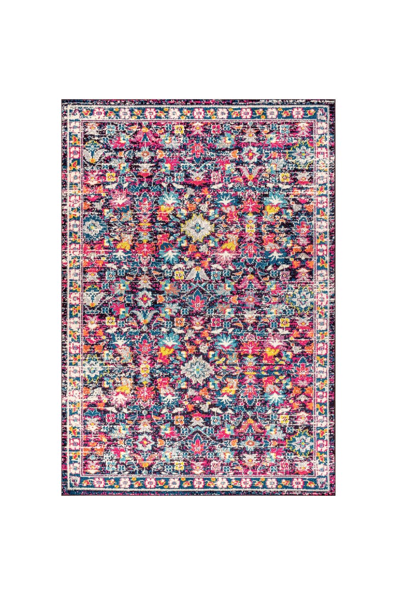 Modern Persian Boho Floral Area Rug, Main, color, Multi/Purple