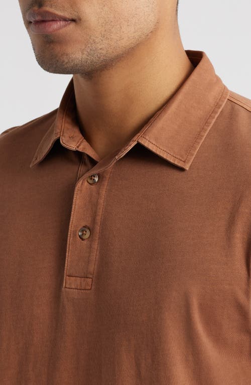 Treasure & Bond Solid Cotton Jersey Polo In Brown Aztec