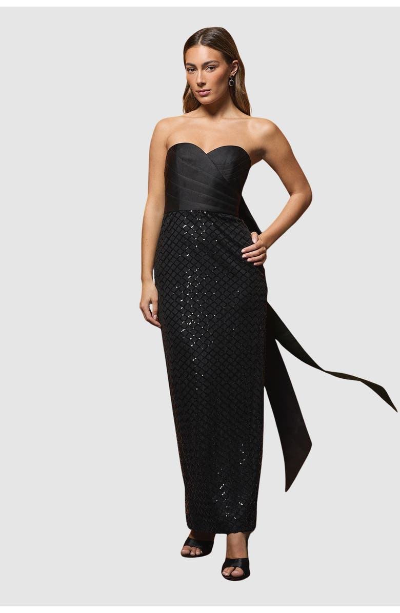 Coast Sequin Bandeau Column Dress, Main, color, Black