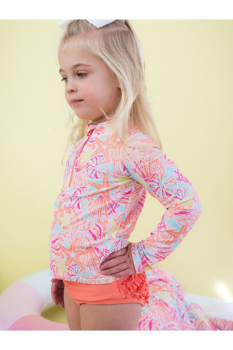 Upf50 Long Sleeve Zipper Rash Guard 2-piece (baby), Alternate, color, Sunset Seashells