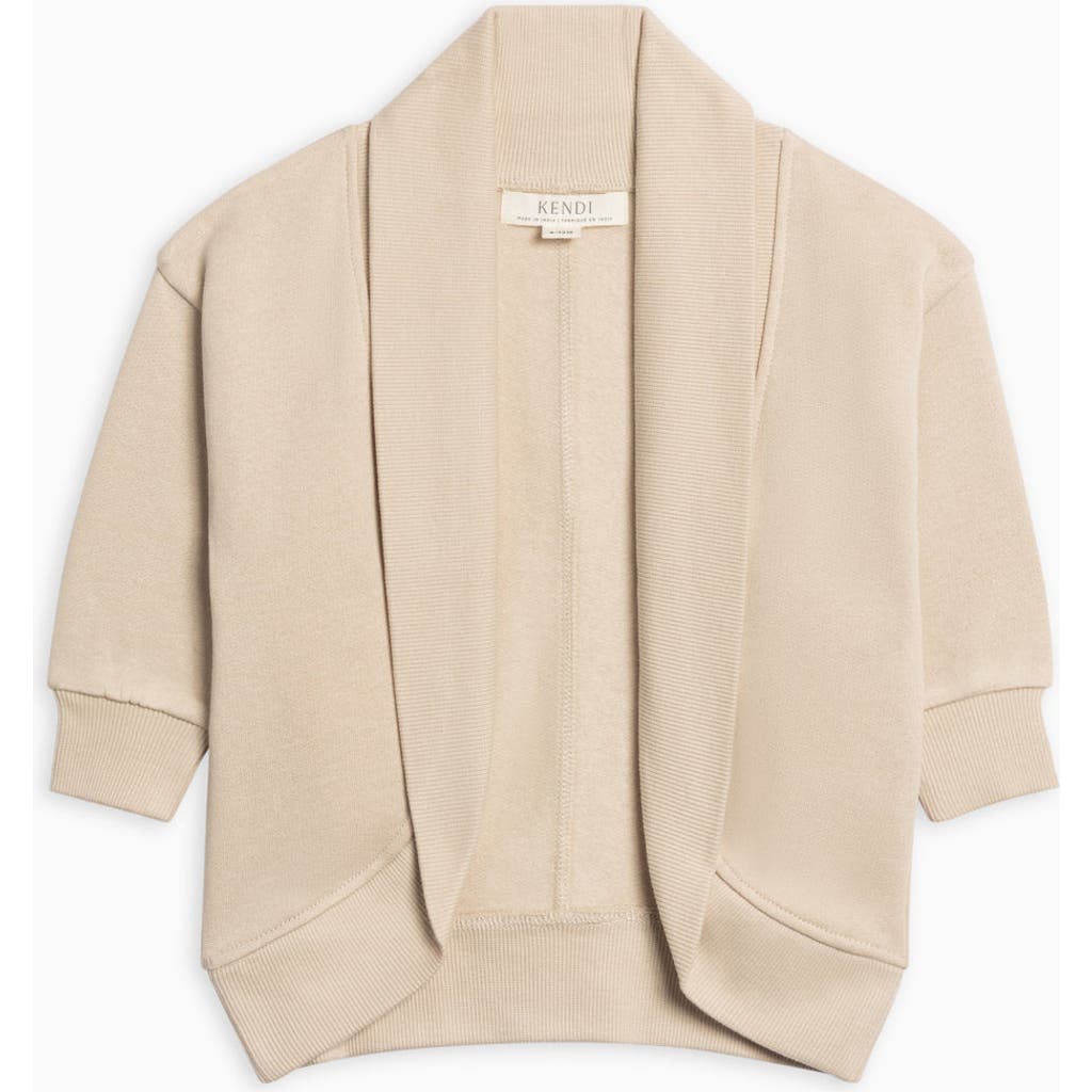 Kendi Finola Fleece Cocoon Cardigan In Brown