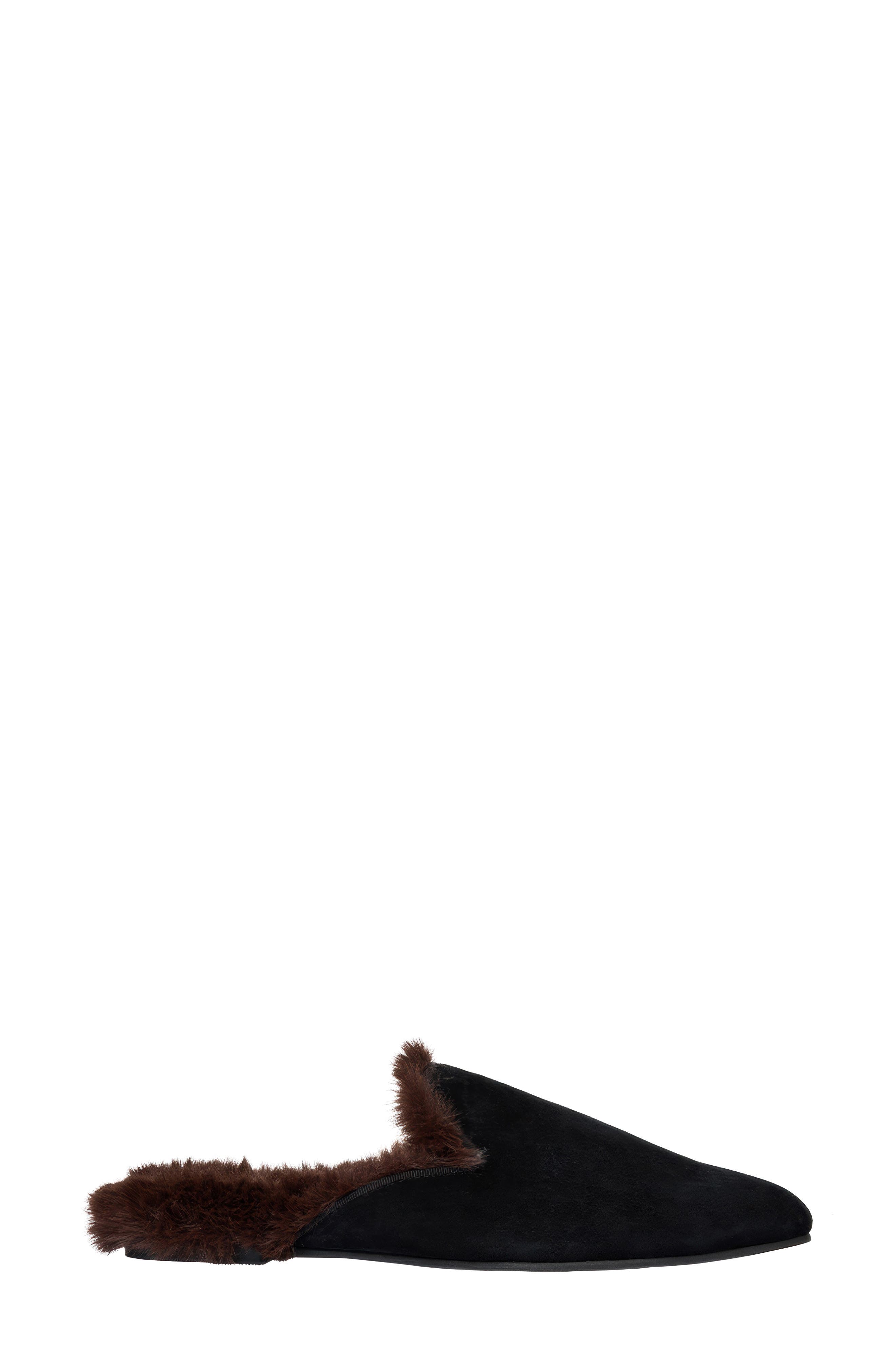 Daria Mule, Alternate, color, BLACK/ FAUX FUR