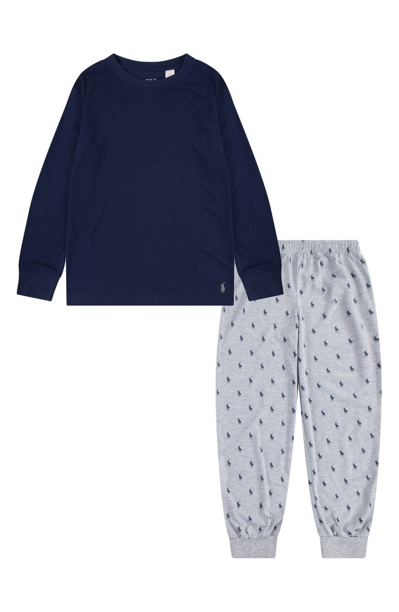 POLO Kids' Long Sleeve T-Shirt & Joggers Set, Main, color, Andover Heather