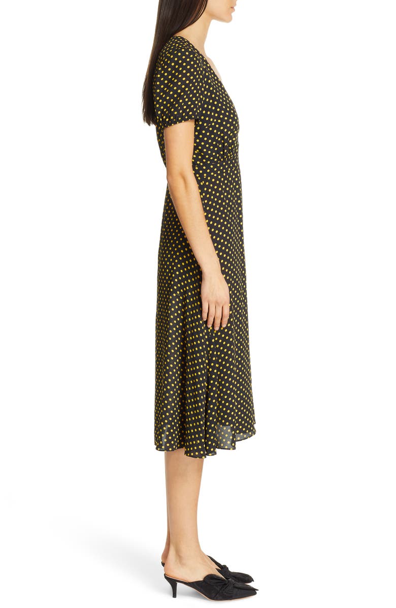 N°21 Nº21 Plunging Polka Dot Midi Dress, Alternate, color, 