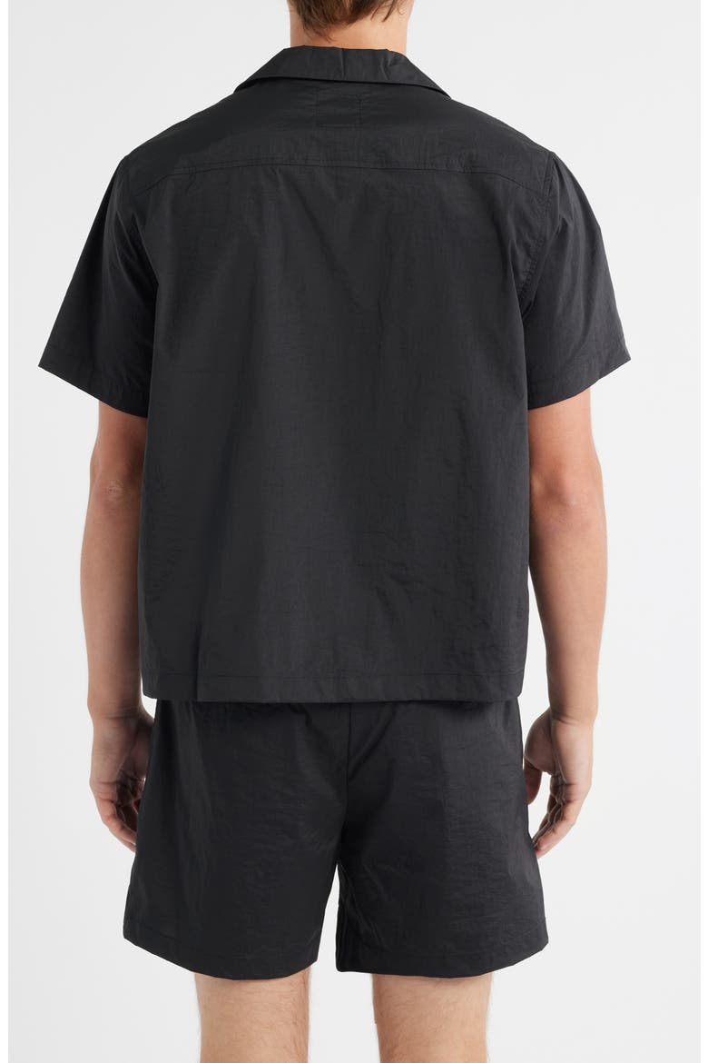Kore Stretch Nylon Camp Shirt, Alternate, color, BLACK