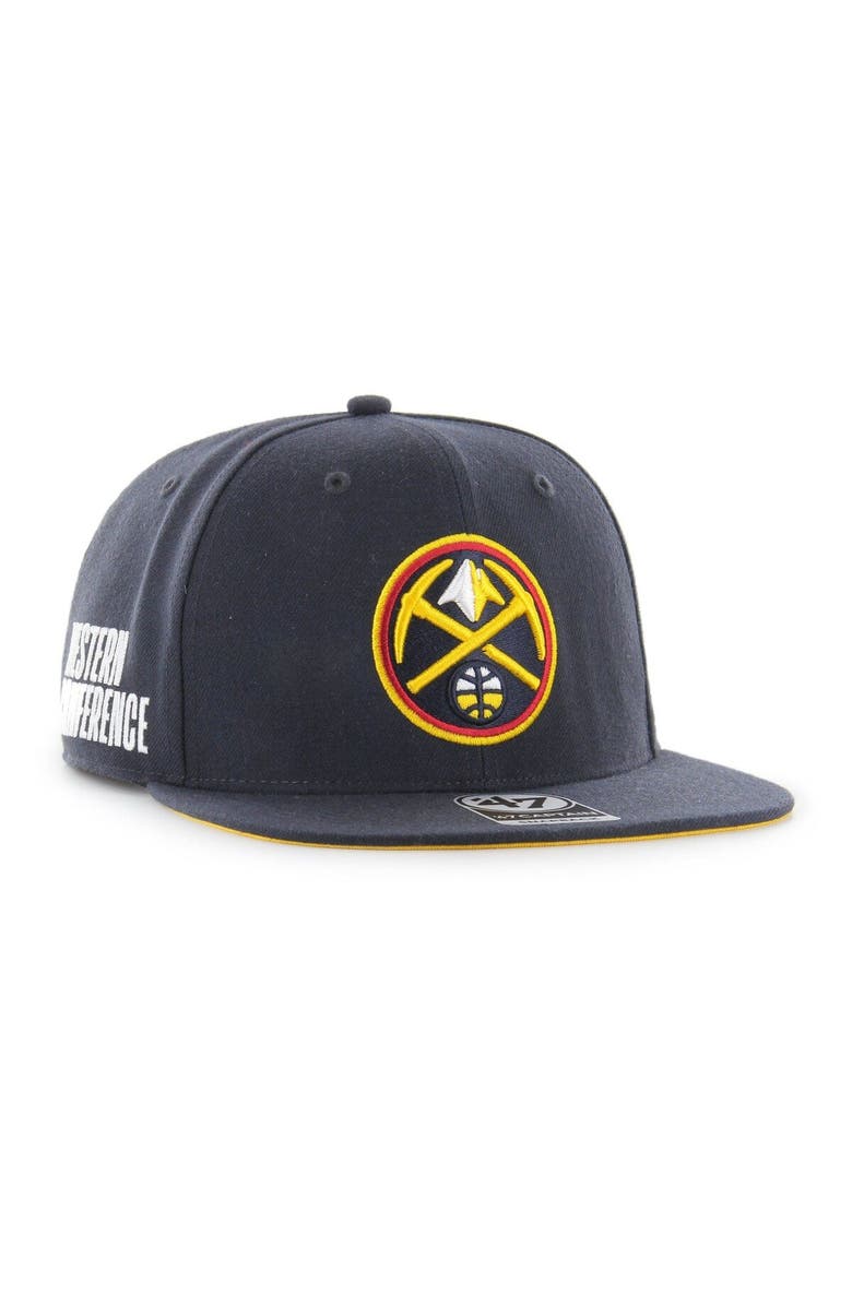 '47 Men's '47  Navy Denver Nuggets Sure Shot Captain Snapback Hat, Main, color, 