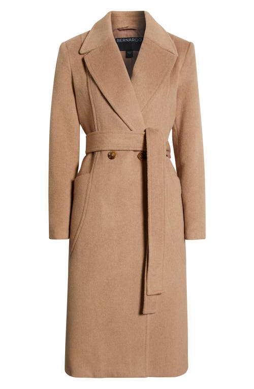 Bernardo Belted Wool Blend Longline Coat In Multi