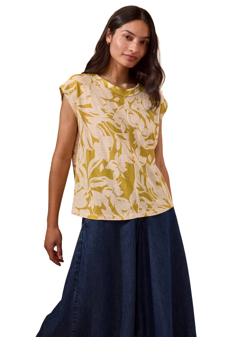 Sleeveless Floral Jersey Top, Alternate, color, Moss Floral