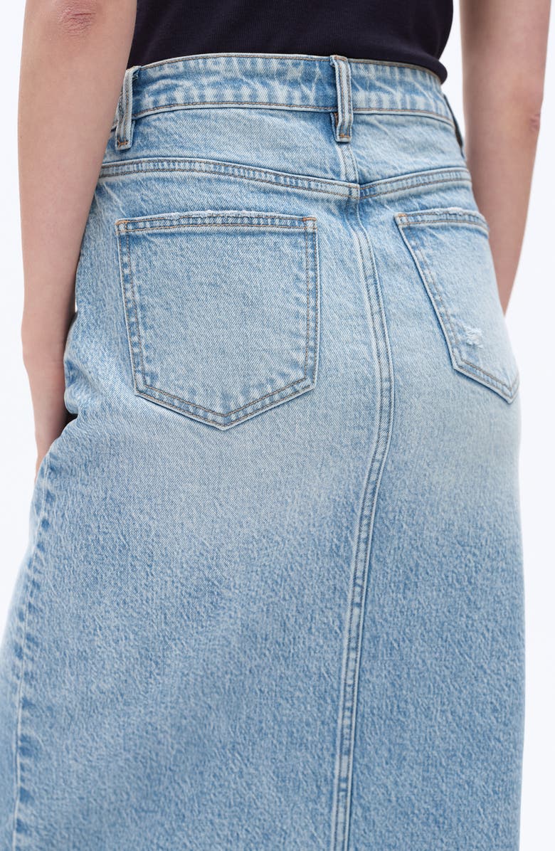 Bayeas Raw Hem Denim Midi Skirt, Alternate, color, Medium Blue