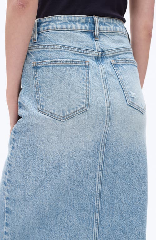 Bayeas Raw Hem Denim Midi Skirt In Blue