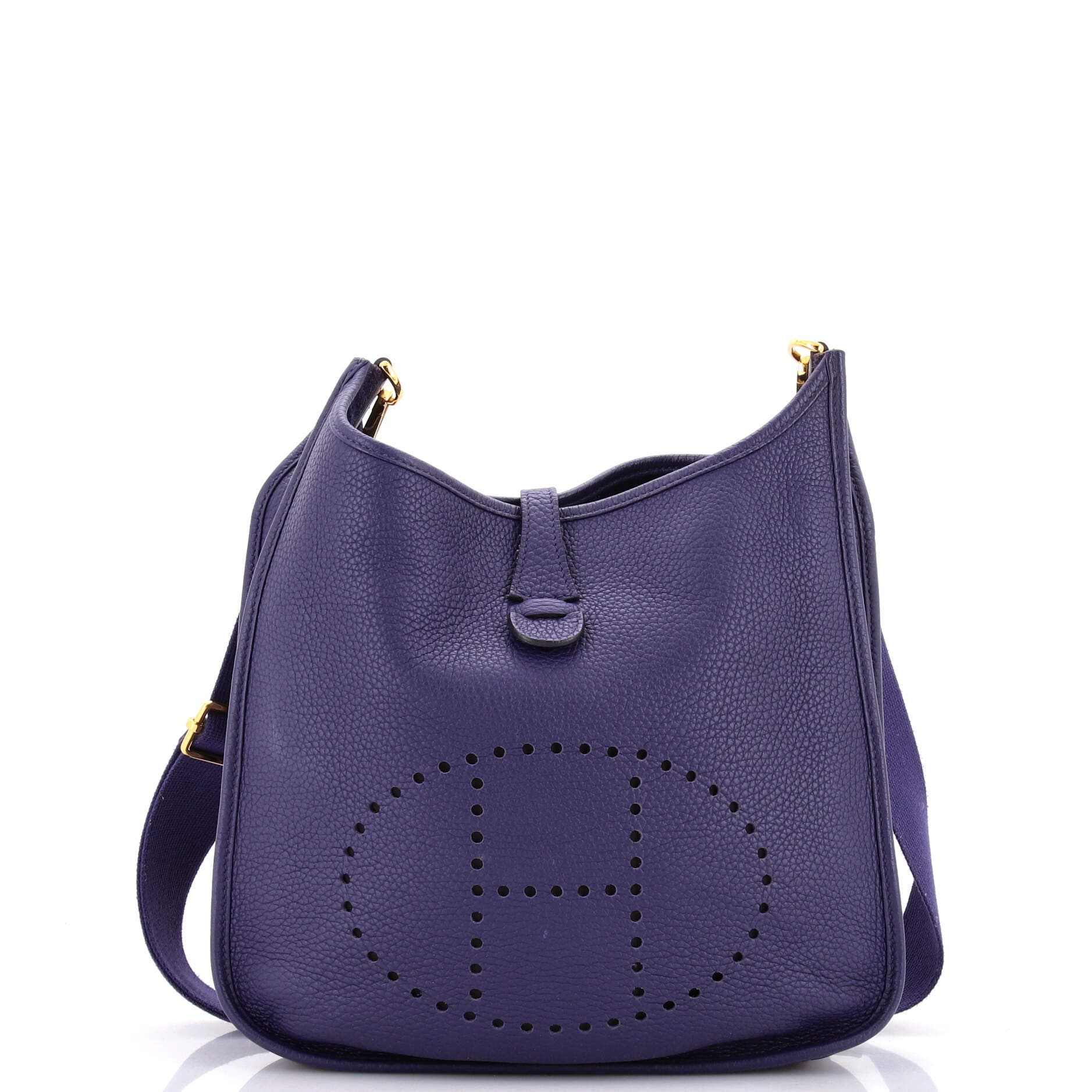 Pre-Owned Hermes Evelyne Bag Gen III Clemence PM, Main, color, Bleu Encre