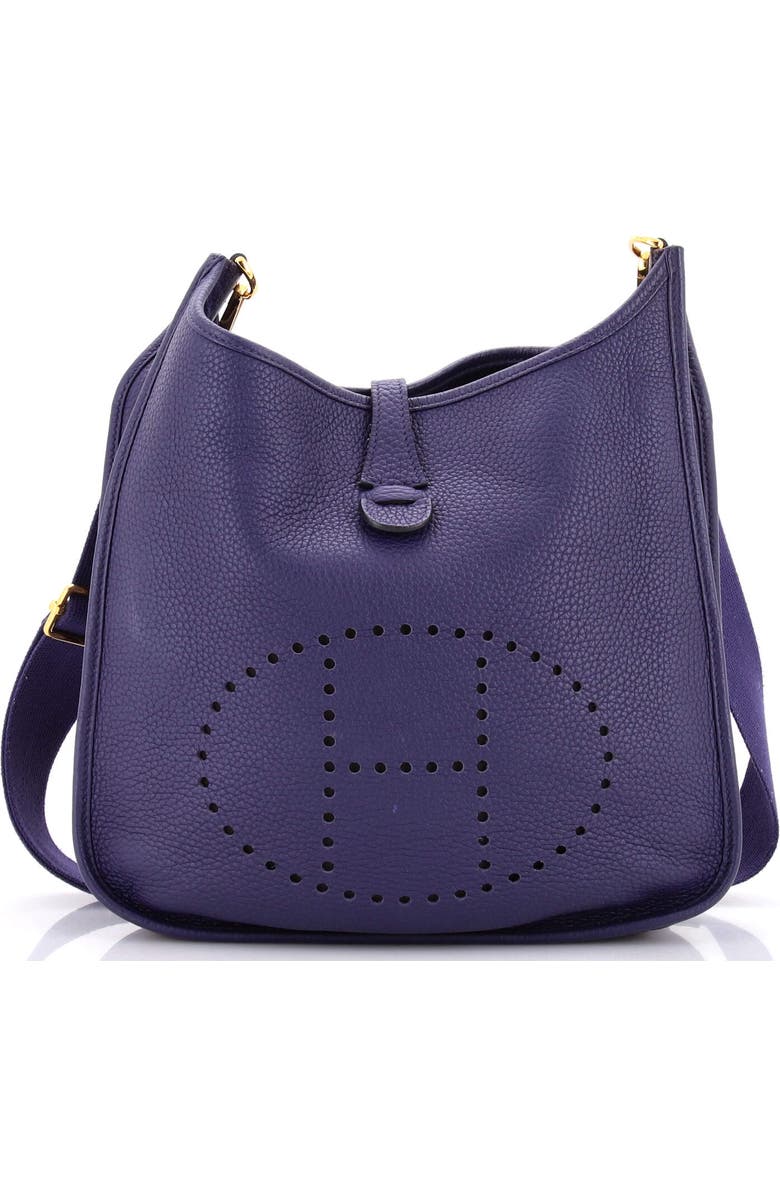Pre-Owned Hermes Evelyne Bag Gen III Clemence PM, Main, color, Bleu Encre