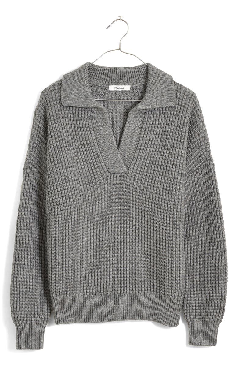 Madewell Waffle Knit Henley Sweater, Alternate, color, 
