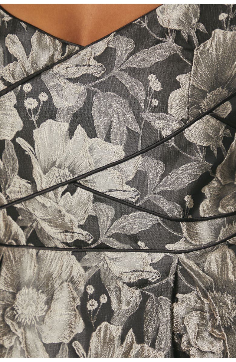 Wallis Jacquard Seam Detail Midi Dress, Alternate, color, Black