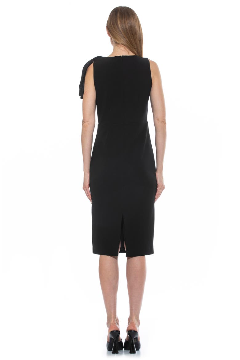 Draped Sheath Midi Dress, Alternate, color, BLACK
