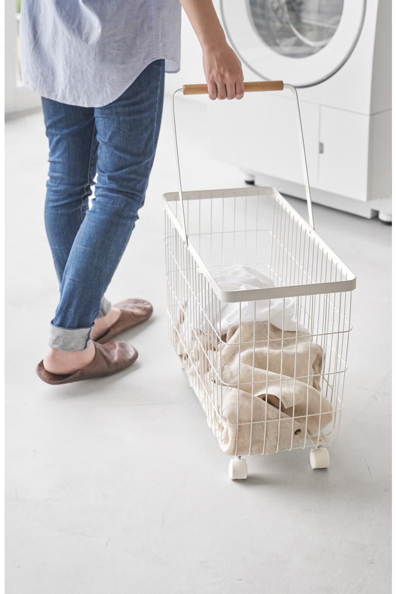 Rolling Laundry Basket, Alternate, color, WHITE