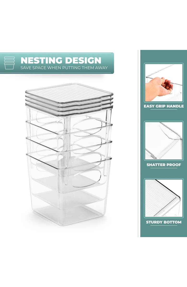 SORBUS 4-Pack Plastic Bins with Lids, Alternate, color, 