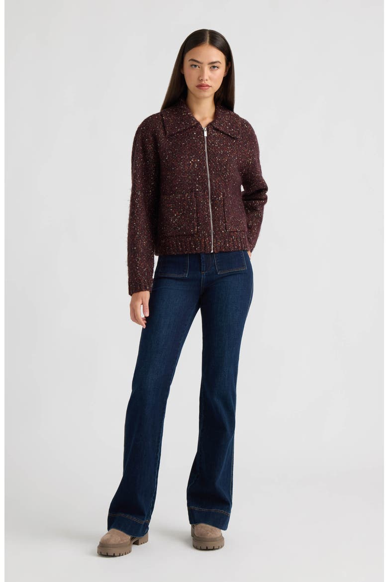 Zip Front Sweater Jacket, Alternate, color, BURGUNDY MARLED