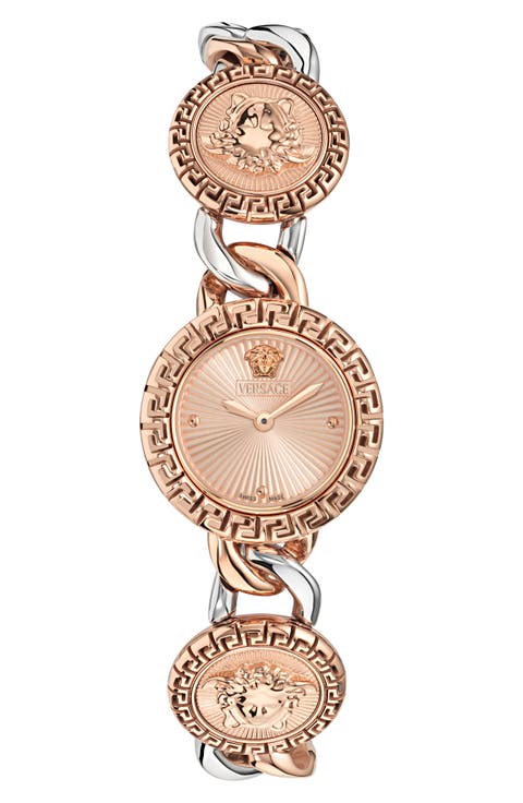La Greca Stud Icon Two-Tone Bracelet Watch, 28mm