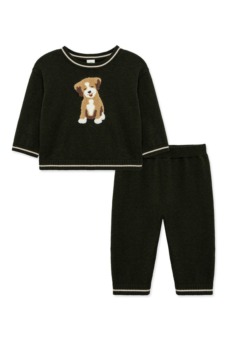 Kids' Puppy Sweater Set, Main, color, GREEN