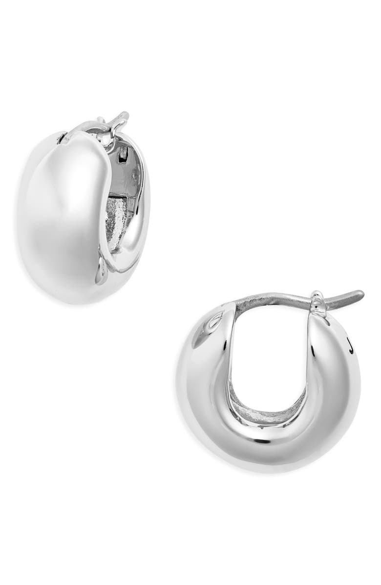 Jenny Bird Mini Tome Huggie Hoop Earrings, Main, color, Silver