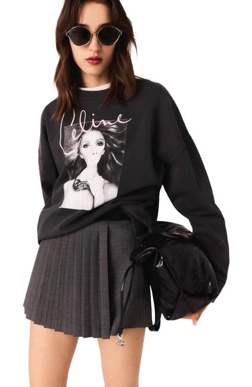 Maje Womens Grey Celine Dion Graphic-print Cotton Sweatshirt In Gray