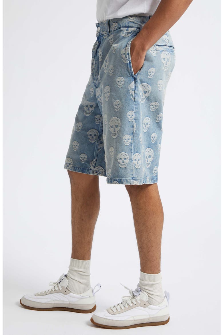 Skull Jacquard Denim Sailor Shorts, Alternate, color, SAPPHIRE