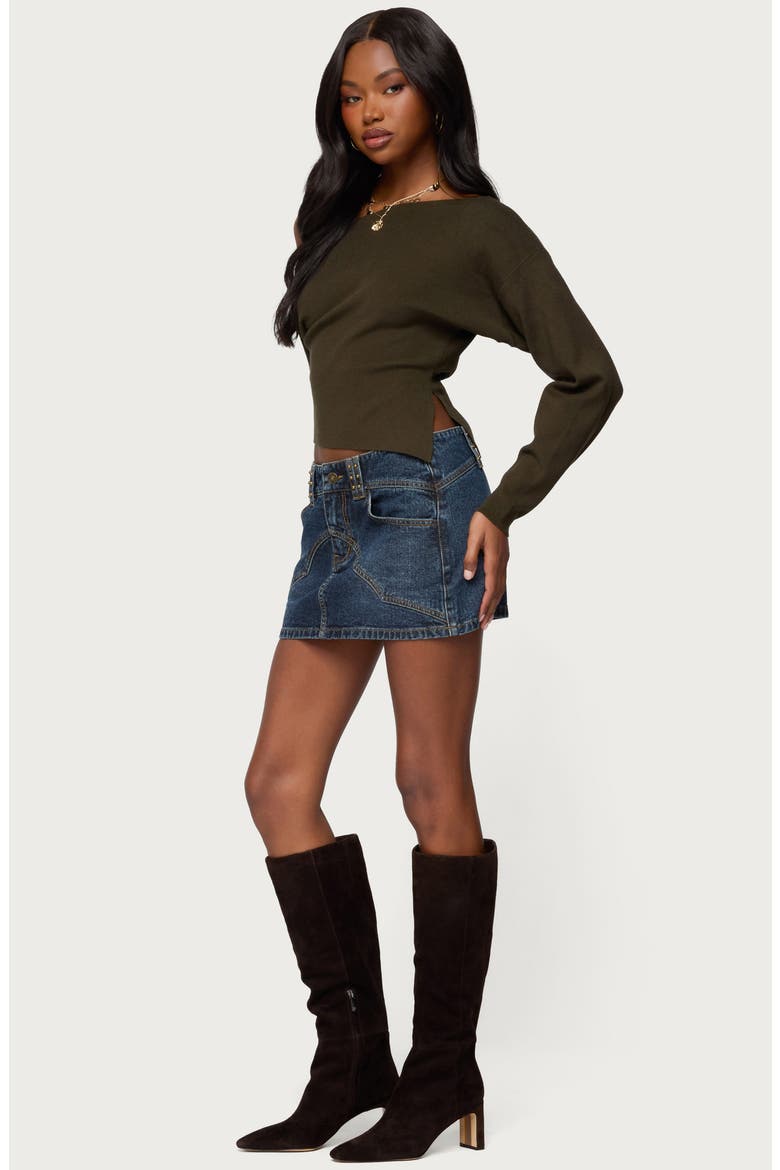 Chenelle Asymmetric Off the Shoulder Sweater, Alternate, color, OLIVE