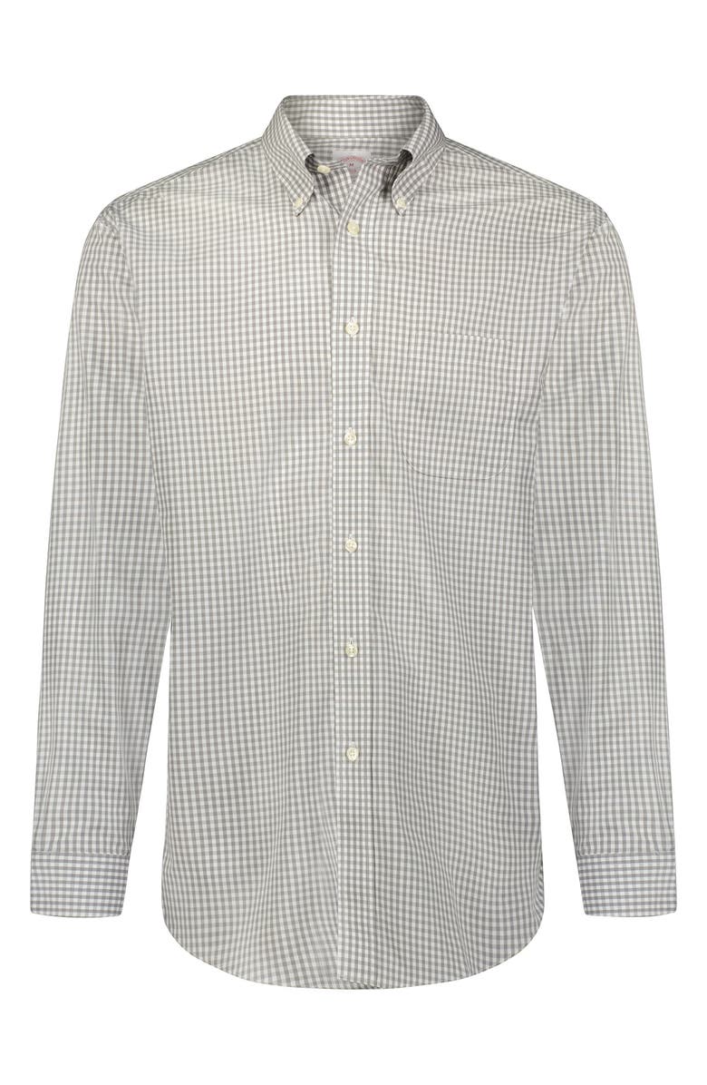 Brooks Brothers Gingham Print Cotton Button-Down Dress Shirt, Main, color,