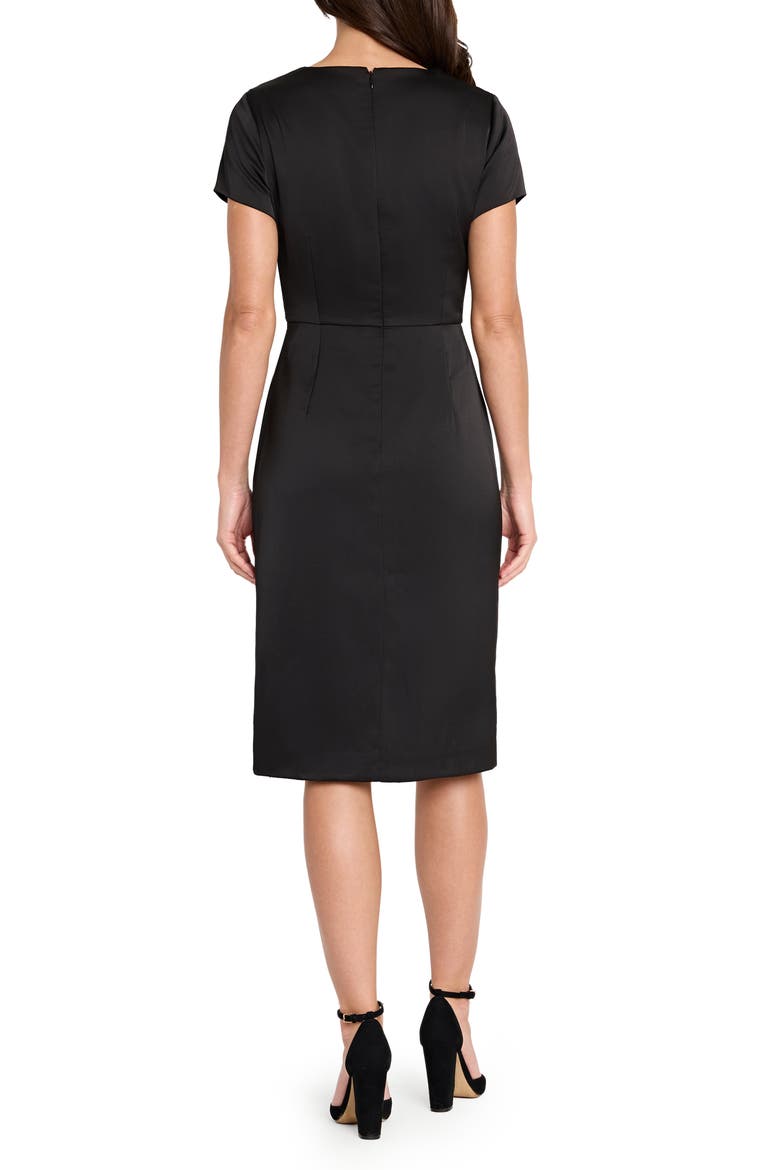 Pleated Bodice Cocktail Dress, Alternate, color, BLACK