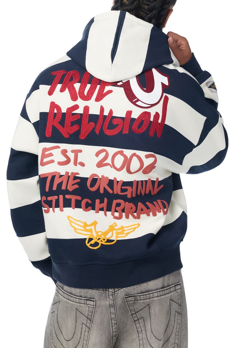 Boxy Rubgy Stripe Hoodie, Alternate, color, DRESS BLUE STRIPE