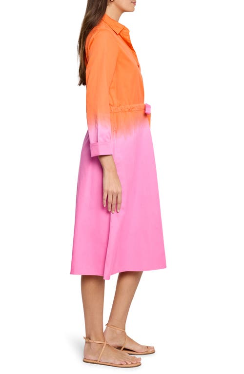 Nic + Zoe Nic+zoe Ayla Long Sleeve Ombré Shirtdress In Pink Multi