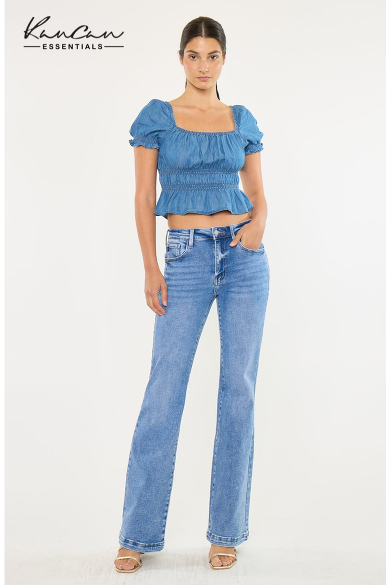 Avonlea Essentials High Rise Wide Leg Flare Jeans, Main, color, Medium Wash