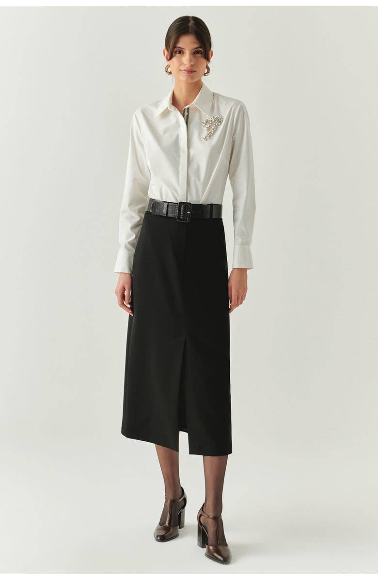 Exquise Arlette Belted Skirt, Alternate, color, Black