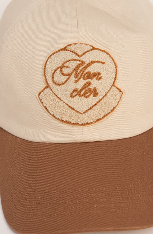Moncler Two-tone Logo Patch Adjustable Baseball Cap In Brown