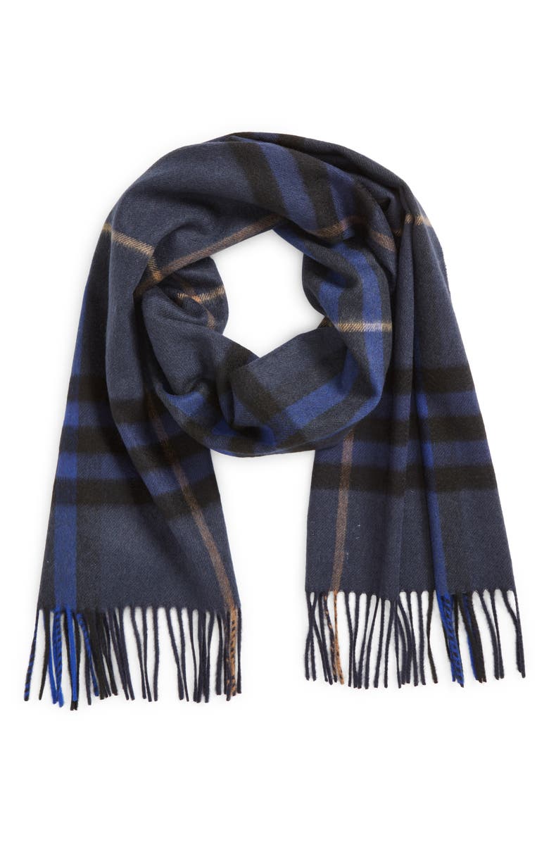 Burberry Giant Check Cashmere Fringe Scarf, Main, color,