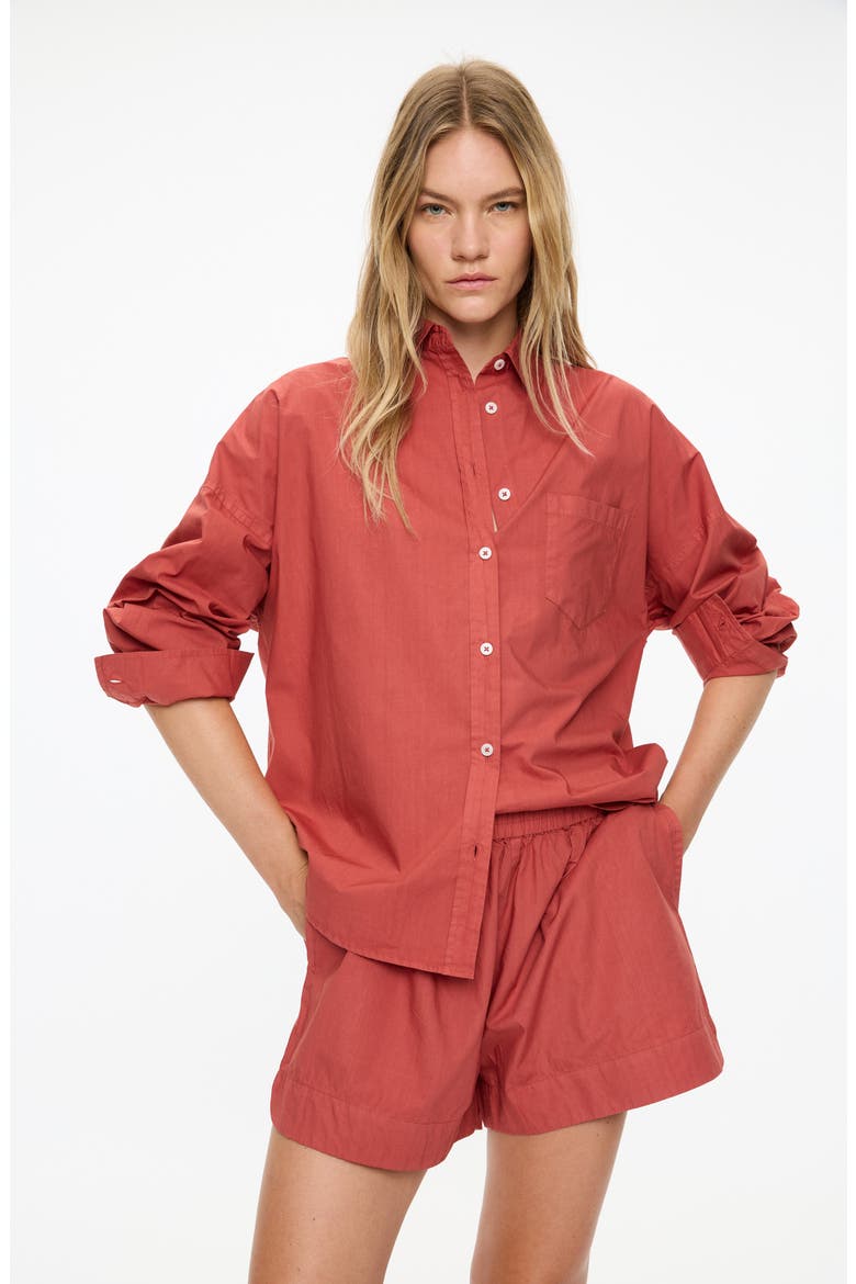 Chiara Button-Up Shirt, Alternate, color, HENNA