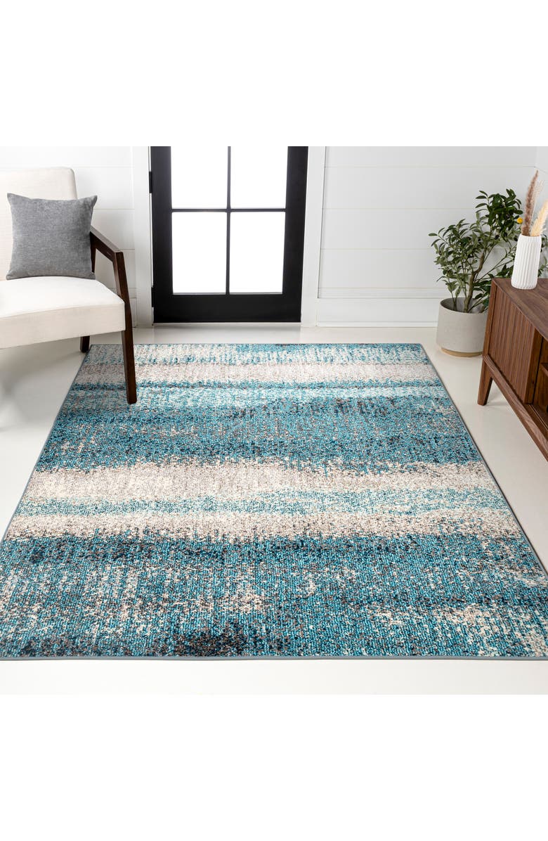 JONATHAN Y Contemporary POP Modern Abstract Vintage Area Rug, Alternate, color, Cream/Turquoise