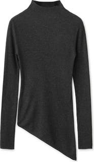 MANGO Asymmetric Hem Mock Neck Sweater