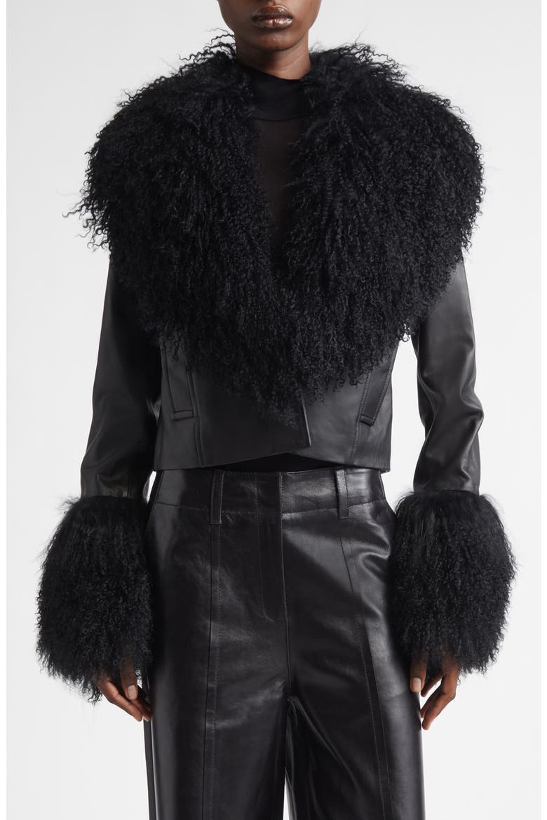 Mim Lambskin & Genuine Shearling Jacket, Main, color, BLACK/ BLACK