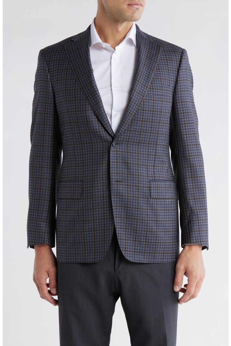 Check Wool Sport Coat, Main, color, MID GREY