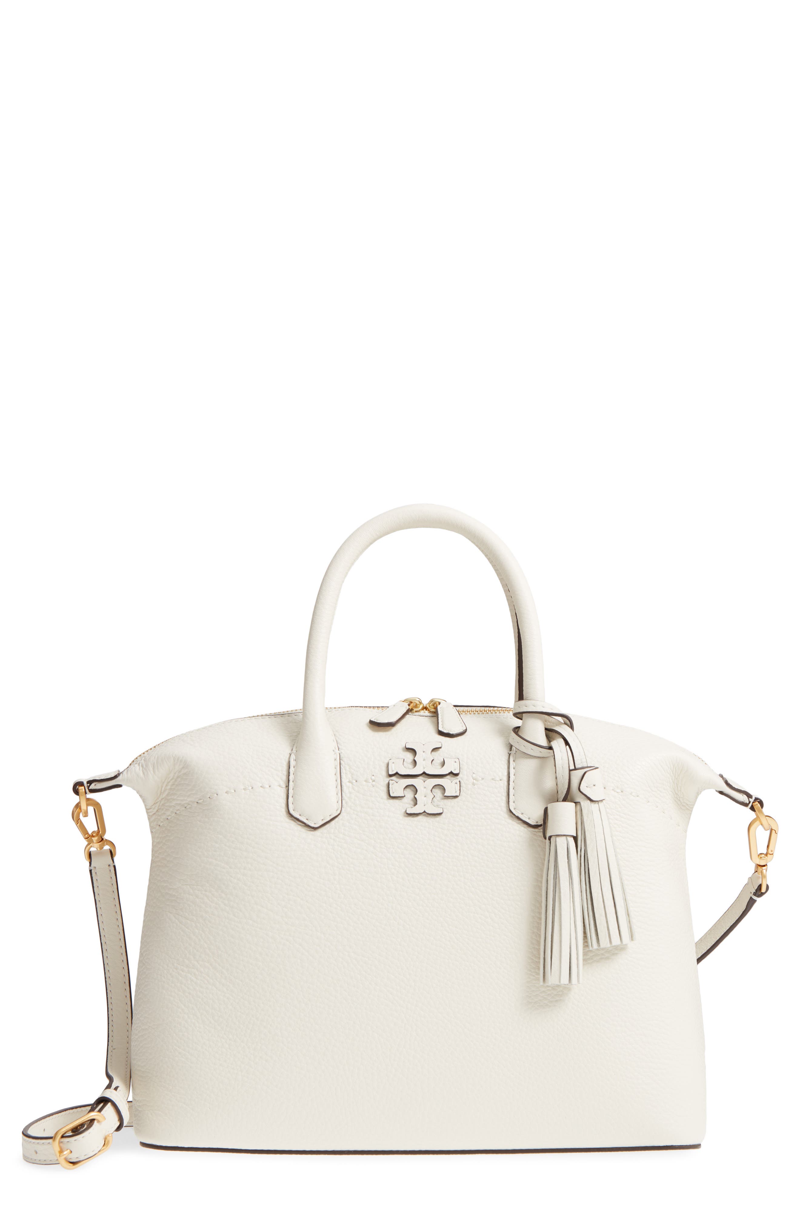 McGraw Slouchy Leather Satchel, Main, color, NEW IVORY