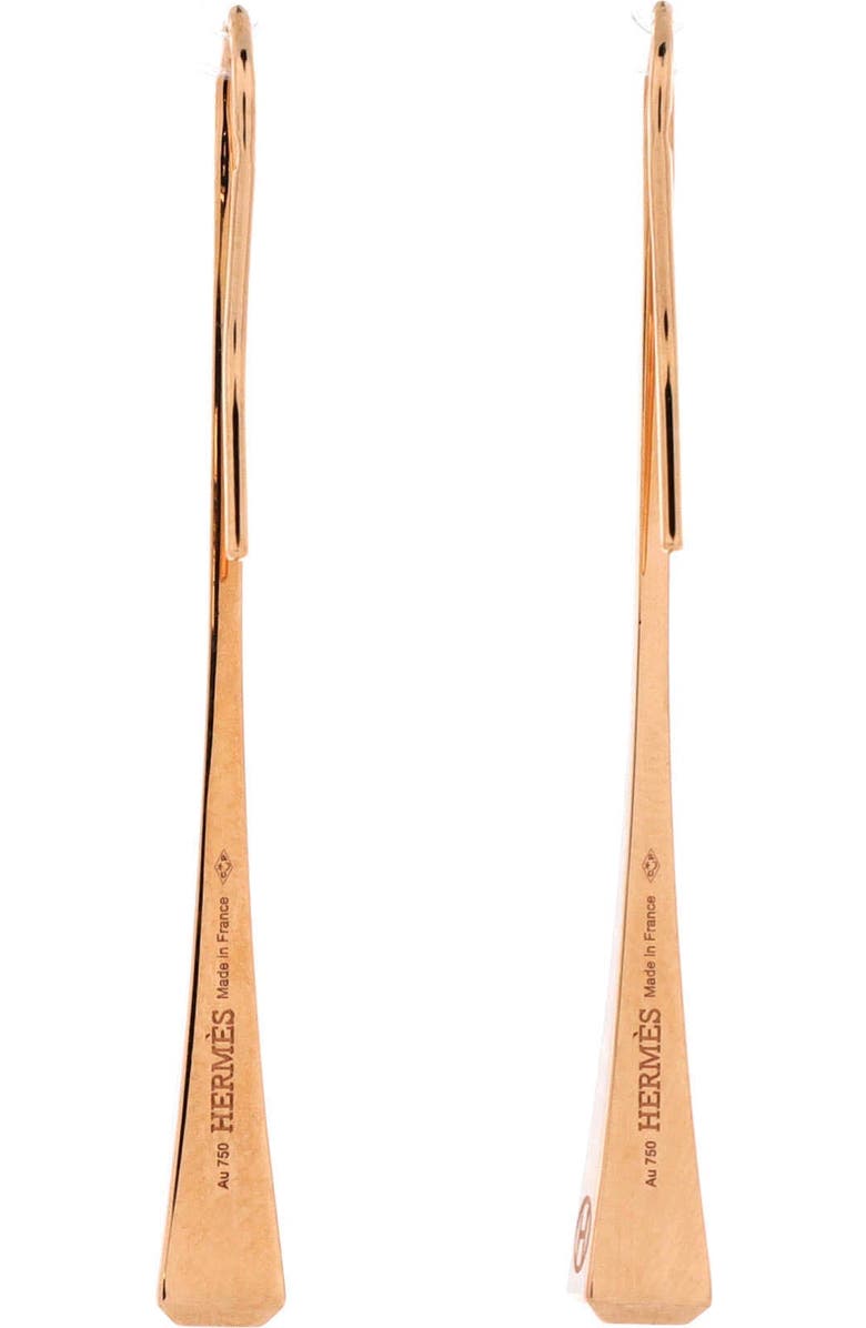 Pre-Owned Hermes Clou de Forge Drop Earrings 18K Rose Gold, Alternate, color, Pink