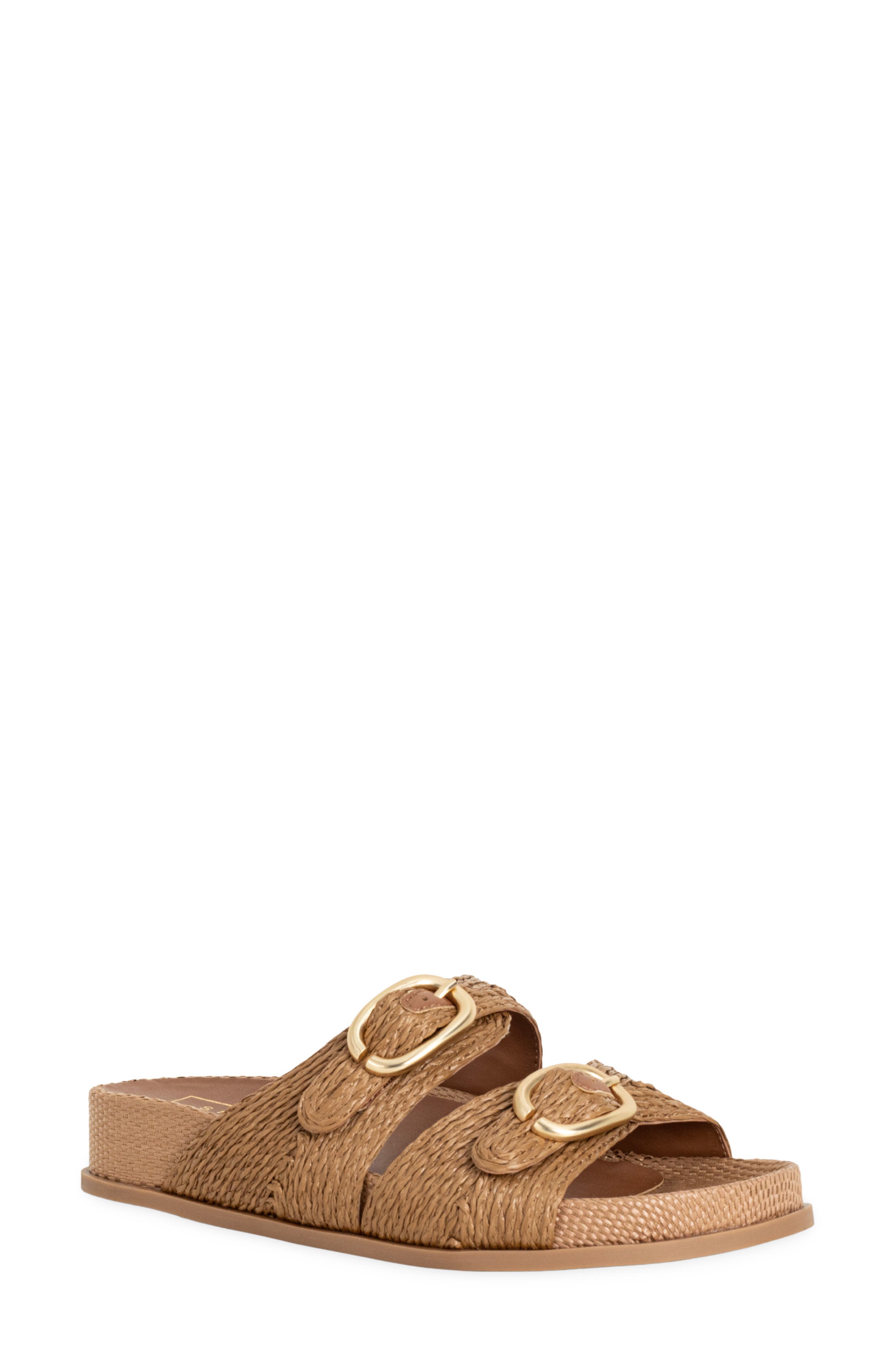 SHUSHOP Demi Slide Sandal, Main, color, Brown Woven