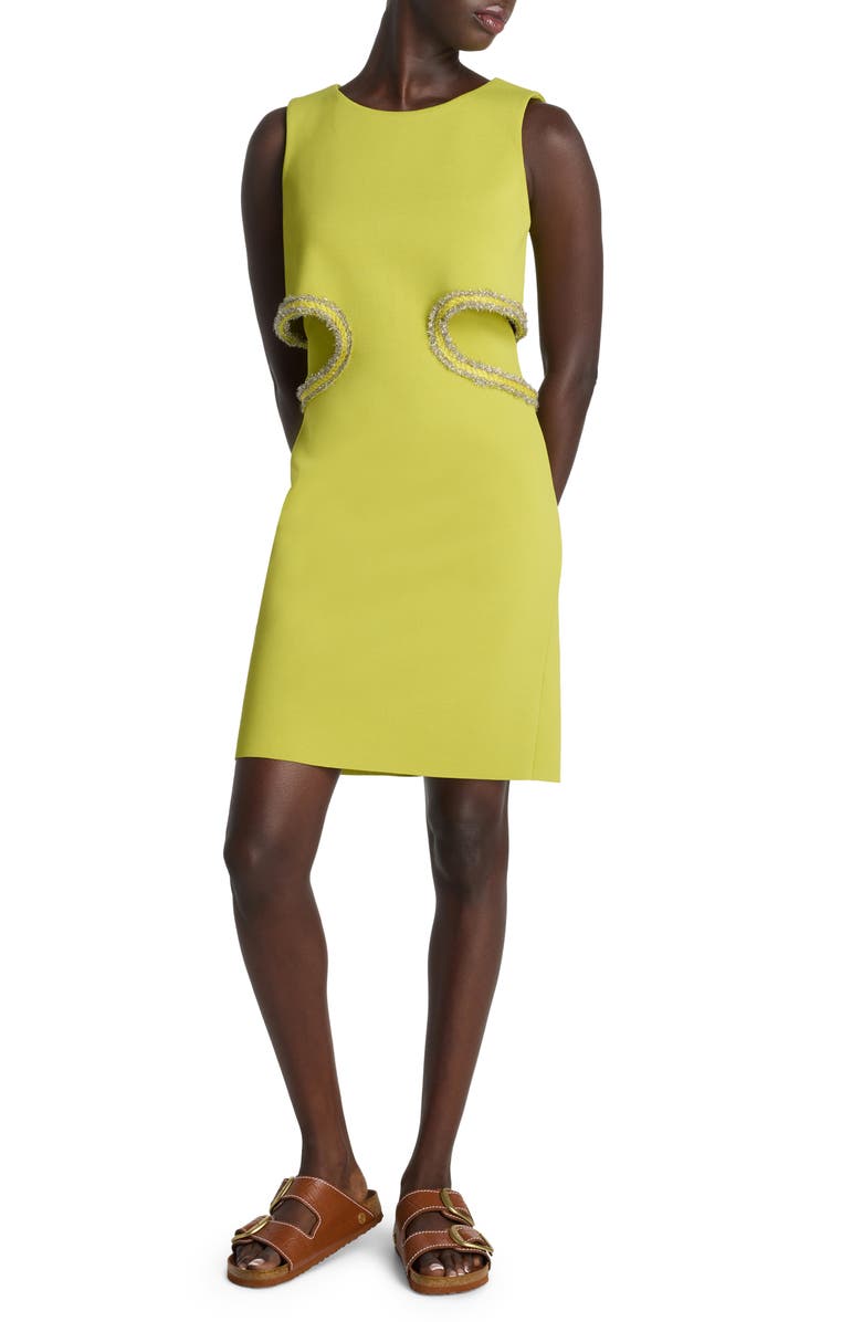 St. John Evening Cutout Detail Sleeveless Milano Knit Shift Dress, Main, color,