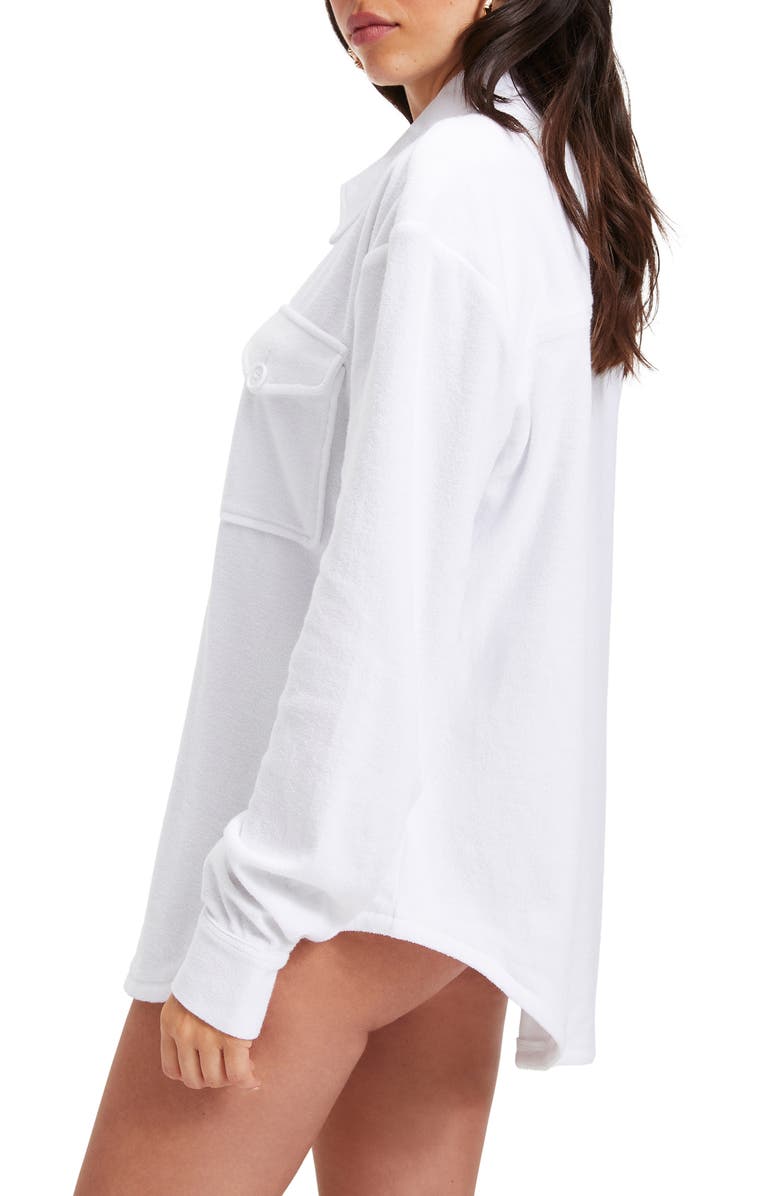 Good American Cotton Terry Cover-Up Shirt, Alternate, color,