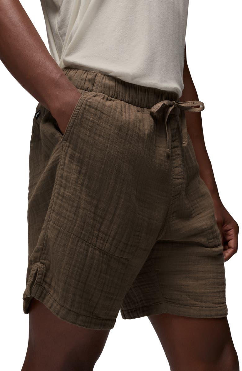 prAna Hideaways Organic Cotton Drawstring Shorts, Alternate, color, Mud